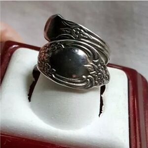 Vintage WMA Rogers Oneida Floral Spoon Silver Ring - Size 4
